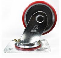 Колесо поворотное, большегрузное, полиуретановый обод, c тормозом, SCpb42n, до 250кг