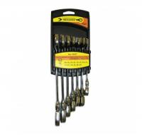 Набор ключей кольцевых 8-22, 7шт с шарниром трещоткой