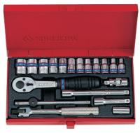 Набор торцевых головок с принадлежностями 1/4", шестигранные, 4-13 мм, 19 пр.