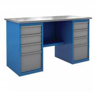 Верстак 2-тумб., тумба с дв.,тумба с 4 ящ., Roller, стол.оцинк. -синий