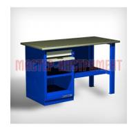 Верстак 1-тумба, тумба с ящиком и дверцей, стол.оцинкованная -синий