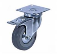Колесо поворотное c тормозом, опора на платформе, серая резина, Sсgb55, до 100кг