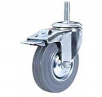 Колесо поворотное c тормозом, серая резина, болт  М10 SCtgb25, до 50кг