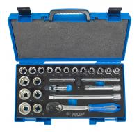Набор торцевых головок с принадлежностями 1/2", шестигранные, 8-32 мм, 23 пр.